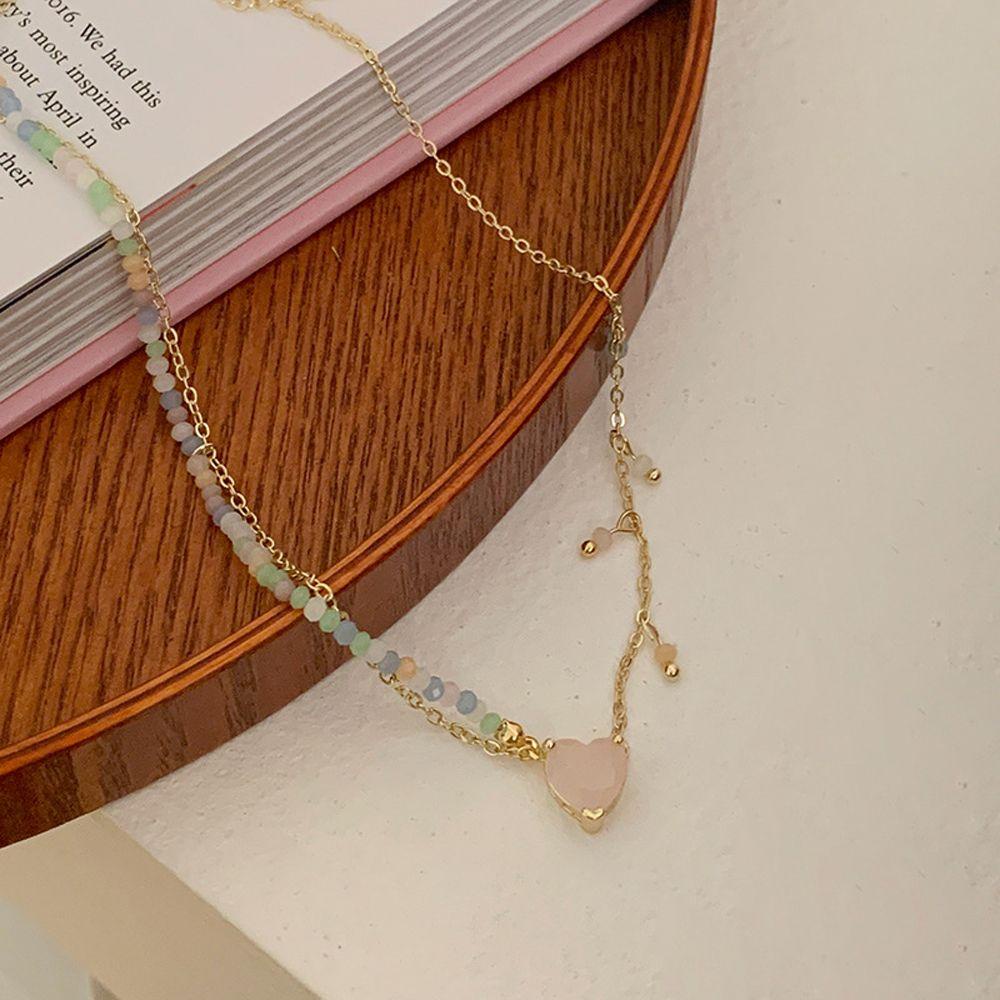 Vòng cổ Hình Trái Tim Nhiều Màu Sắc Phong Cách Boho Cổ Điển Độc Đáo WMES15H|Vòng cổ Y2K Đính Hạt Thời Trang Dành Cho Nữ Y2K