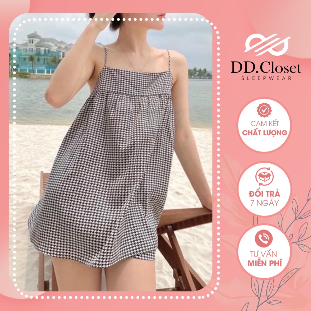 Bộ đồ ngủ hai dây mùa hè chất Kate Thái họa tiết ziczag mới lạ - CD006