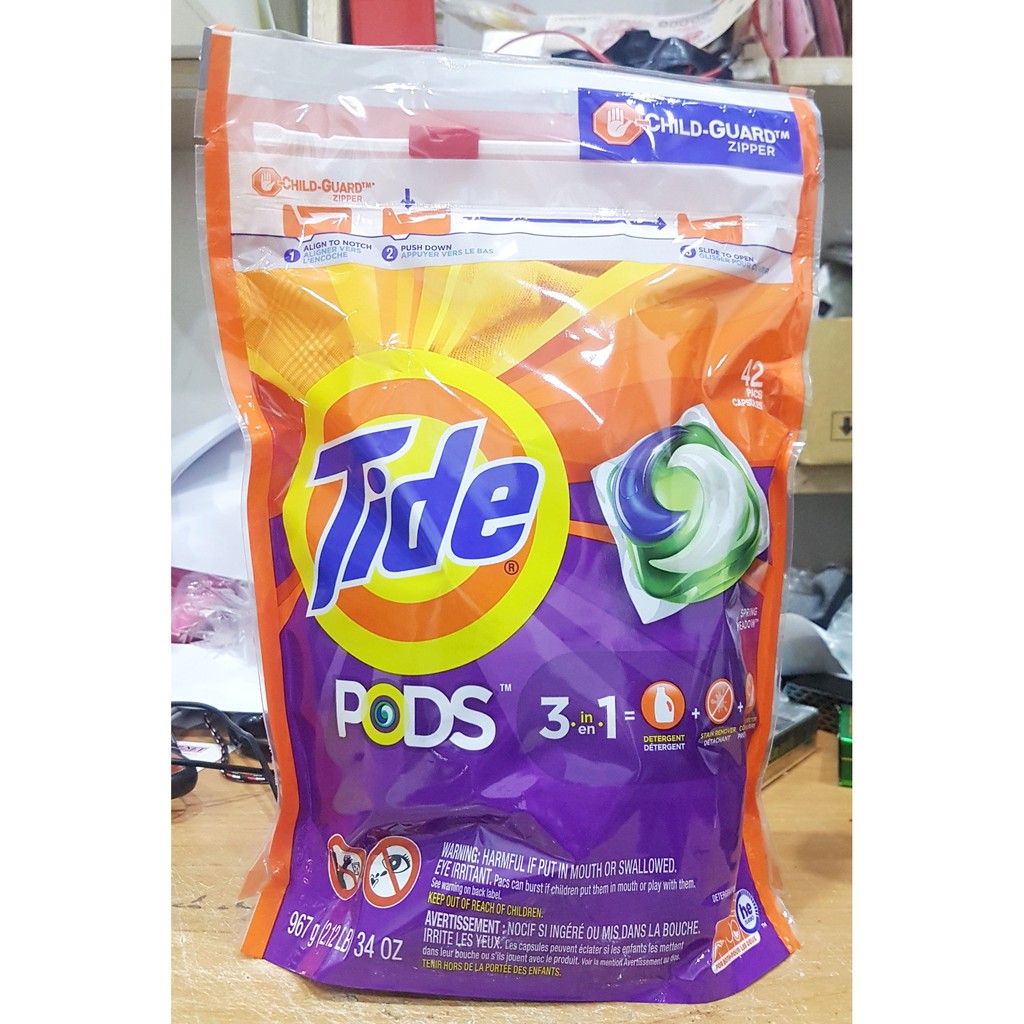 Viên giặt Tide Pods 3in1 bịch 42 viên Spring Meadow từ Mỹ bịch 967g