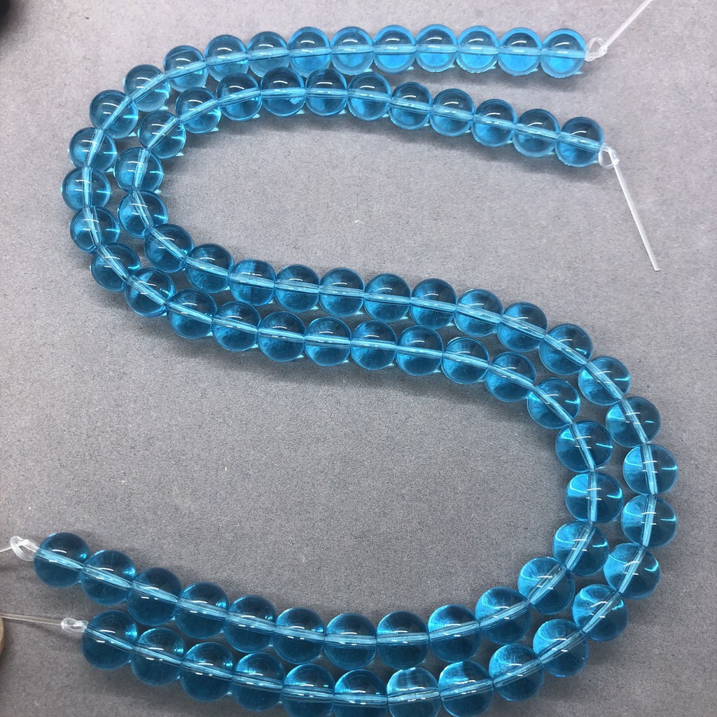 Chuỗi dây hạt thạch anh màu xanh dương kích thước 4-12mm dùng làm trang sức DIY