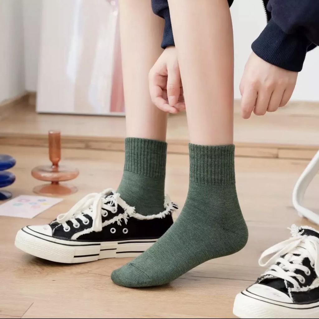 SET 10đ Tất nam nữ cổ cao qua mắt cá chân màu muối tiêu vintage siêu đẹp