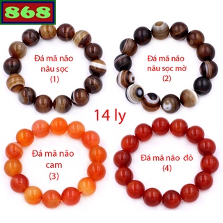 Vòng chuỗi đeo tay mã não 14 ly 14 hạt , vòng tay phong thủy