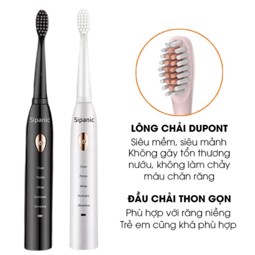 Bàn Chải Điện Cao Cấp Chế Độ Rung Sóng Âm Đánh Bay Mảng Bám Trắng Sáng Gấp 10 Lần Sạch Sâu Ngăn Ngừa Sâu Răng Angola_sho