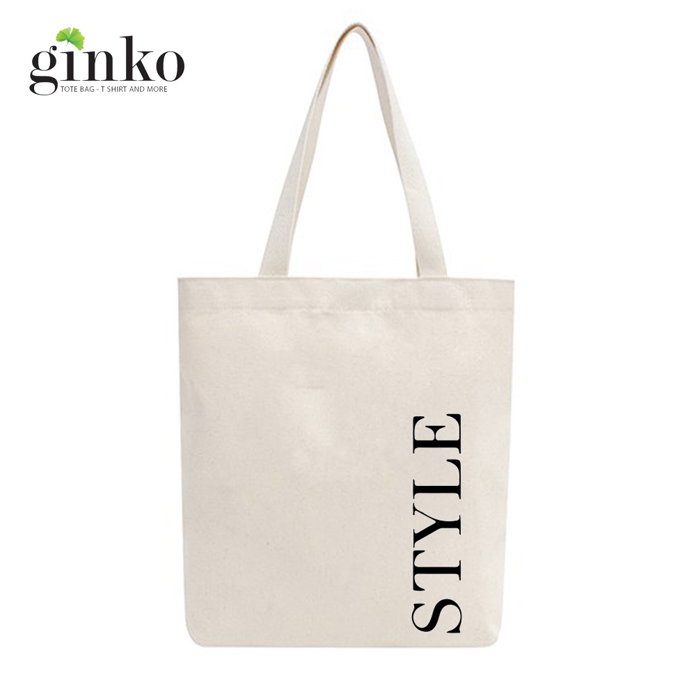 Túi Tote Vải Mộc GINKO Dây Kéo In Quote (nhiều mẫu)