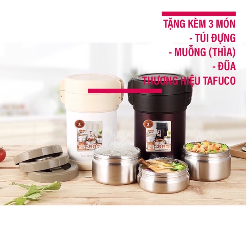 HỘP CƠM GIỮ NHIỆT TAFUCO HÀNG NỘI ĐỊA NHẬT 2,3LÍT (4 NGĂN)