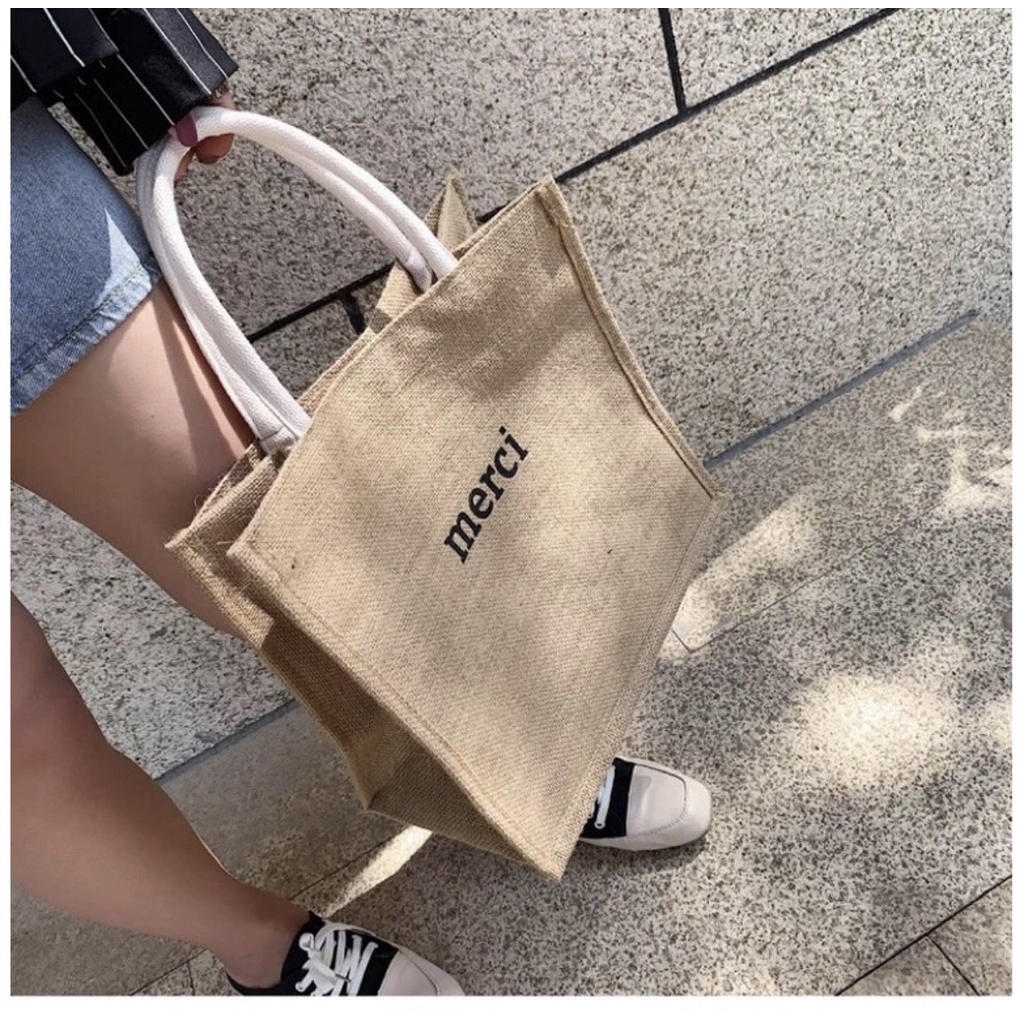 Túi cói Merci phong cách Vintage thời trang