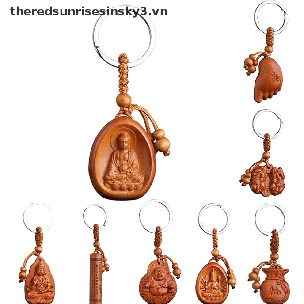 Móc khóa hình phật bằng gỗ dùng làm quà tặng