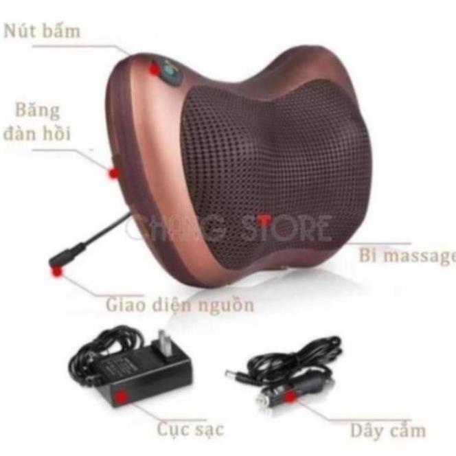 [Giảm 50%] [Quà Tặng]  Gối Massage Vai Gáy 8 Bi Hồng Ngoại Công Nghệ Nhật Bản Cao Cấp - BH 12 tháng