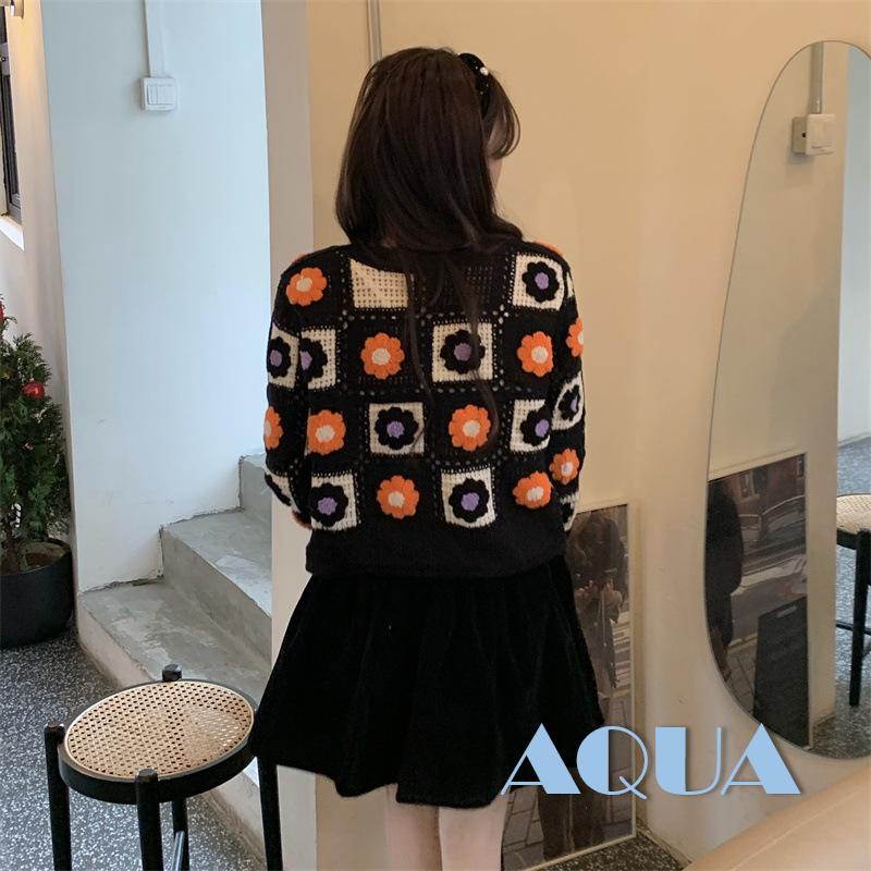 Anana Áo Khoác Cardigan Dệt Kim Dài Tay Cài Nút In Hoa Xinh Xắn Cho Nữ
