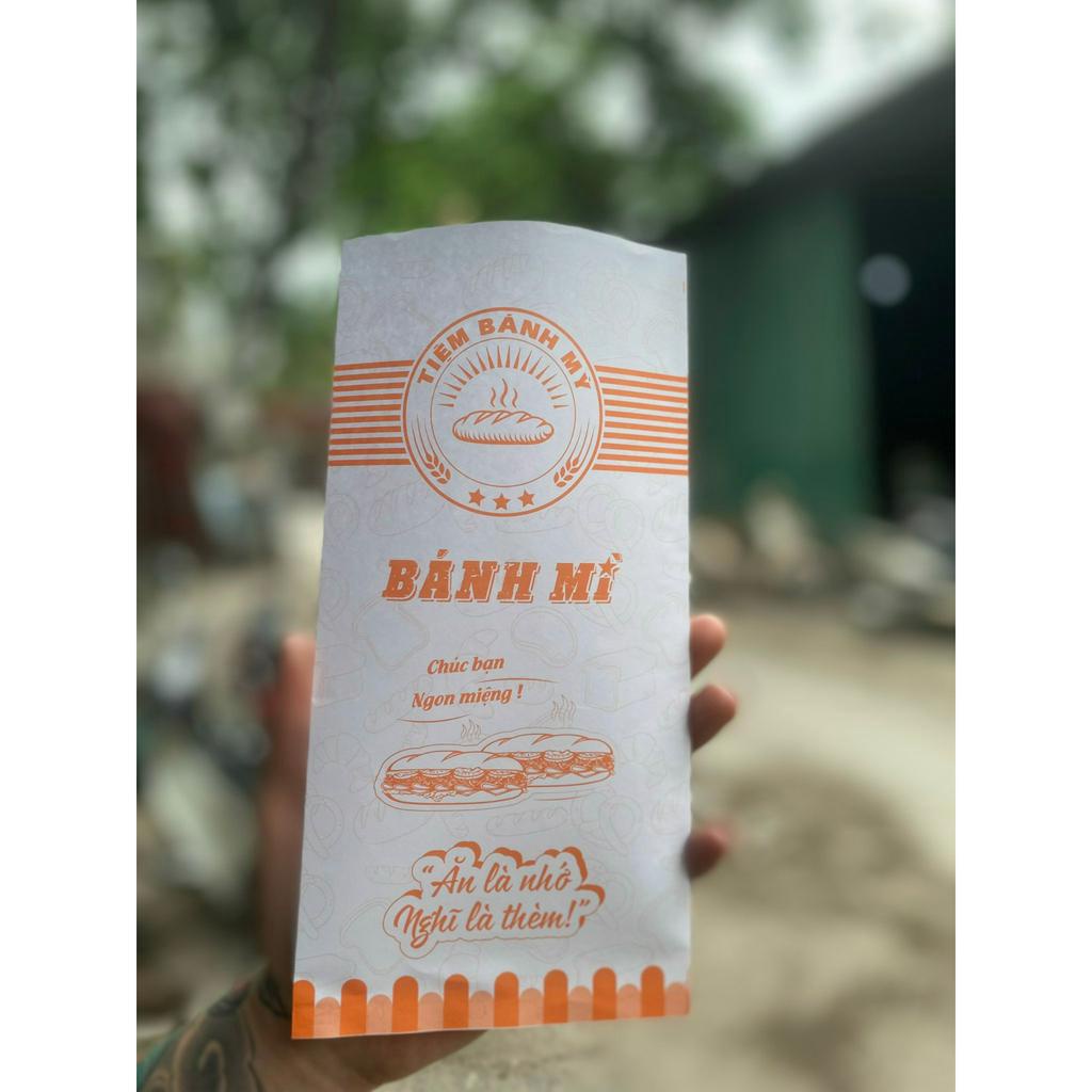 Túi đựng bánh mì - Tiệm bánh mì màu cam - 1000 túi 12x24cm - dùng cho bánh mì Pate cho vào máy kẹp nóng