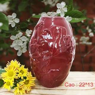 Bình cắm hoa gốm sứ Bát Tràng – Dùng cắm hoa – Trang trí phòng khách – Décor.- Hoa văn in nổi