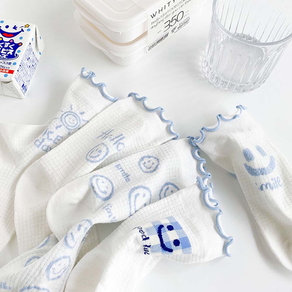 Vớ Lưới Cotton Mỏng Trong Suốt Thoáng Khí In Hình Mặt Cười Phong Cách Hàn Quốc Cho Nữ | BigBuy360 - bigbuy360.vn