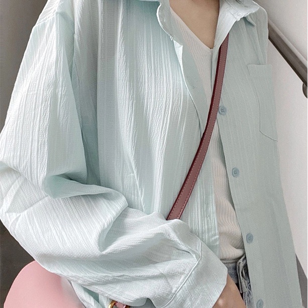 SUXI Áo Sơ Mi Chống Nắng Vải Mỏng Cổ Polo Thời Trang Mùa Hè Đơn Giản Cho Nữ