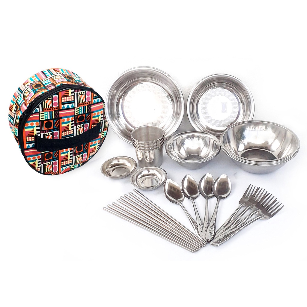 BỘ CHÉN DĨA DÃ NGOẠI INOX 36 MÓN