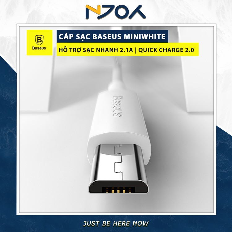 DÂY SẠC NHANH MICRO USB CHÍNH HÃNG BASEUS MINIWHITE DÀI 1M DÀNH CHO SAMSUNG XIAOMI HUAWEI SONY OPPO