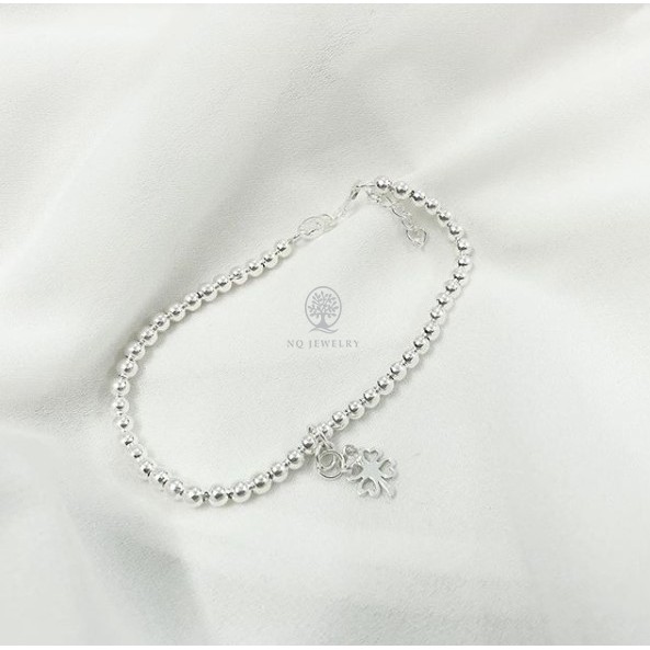 Lắc tay tay bi bạc cỏ may mắn - NQ Jewelry