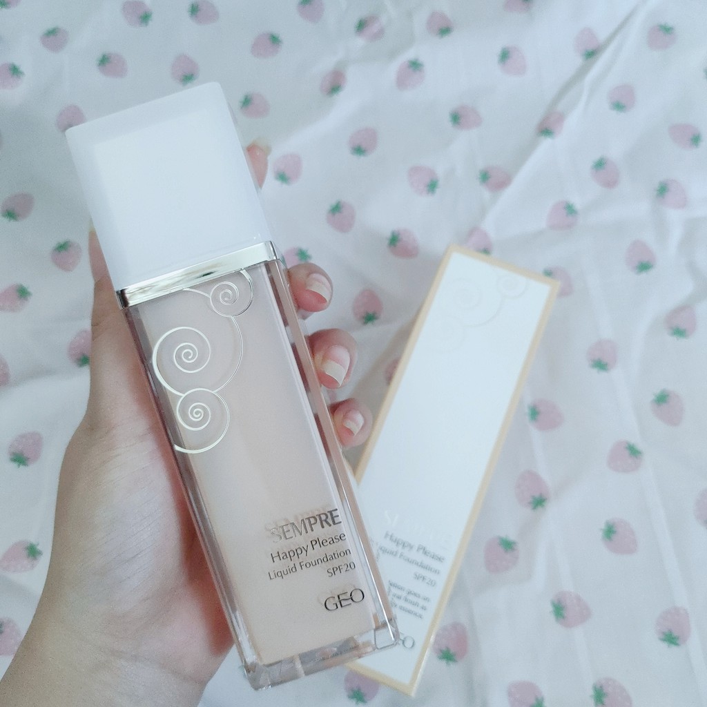 [ TẶNG MÚT TÁN KEM NỀN] Kem Nền Geo Sempre Happy & Please Liquid Foundation nâng tone trắng mịn da