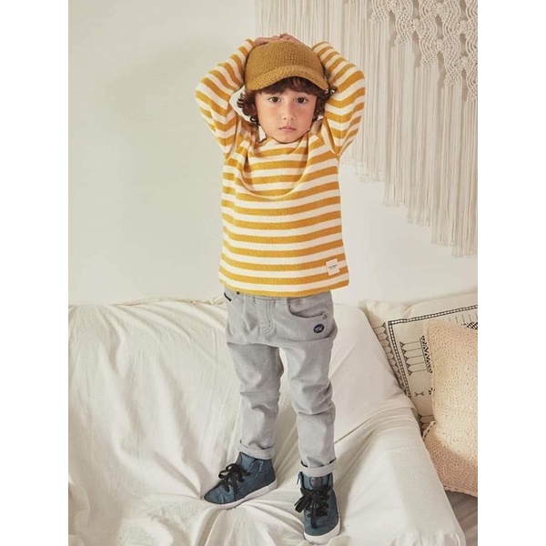 Áo kẻ xuất Hàn unisex Toto heros hai màu vàng xanh than