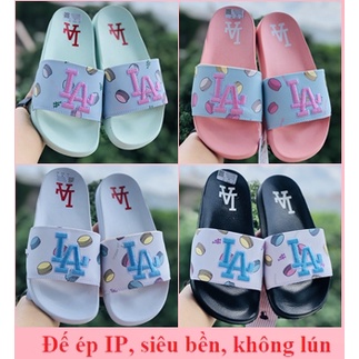 Dép unisex 𝐌𝐋𝐁 LA ❤️FREESHIP + Hộp❤️ dép mlb bóng chày quai ngang thể thao nữ THÊU chữ nổi hottrent