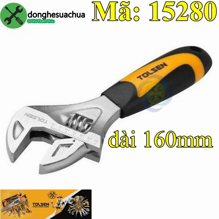 Mỏ lết mini Tolsen 15280 cán bọc nhựa chiều dài 160mm