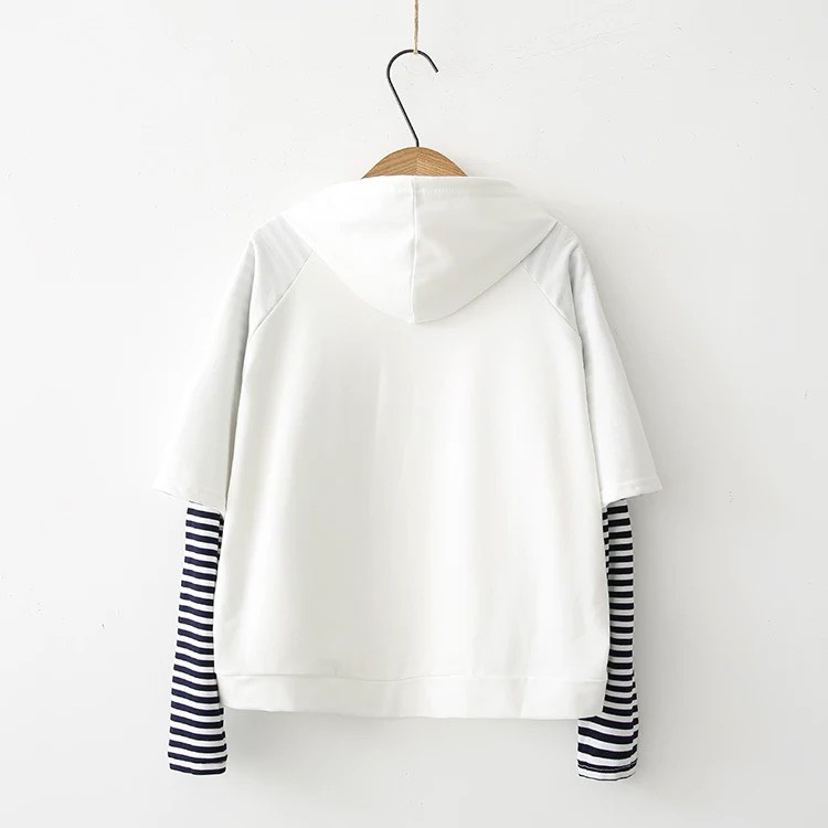 Áo dài tay bé gái có mũ phối sọc tay 2 màu thời trang hàn quốc hiphop, hoodie phối sọc line tay - trang 25 Kids -k187
