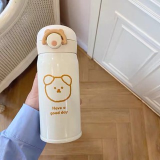 Bình nước giữ nhiệt trắng hình con gấu