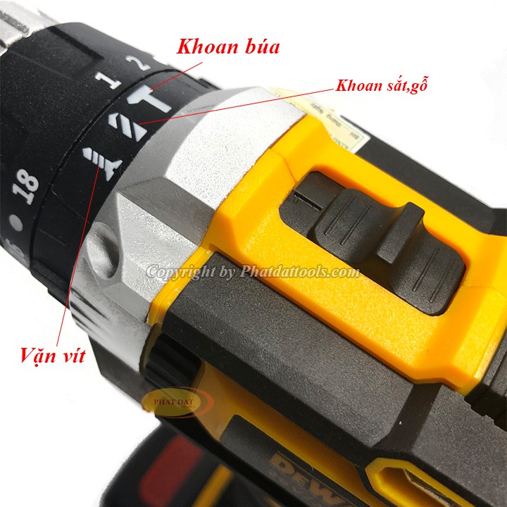 Máy khoan pin có búa DeWALT 26V đủ đồ-Máy khoan vặn vít dùng pin DW 26V 2 pin sạc li-ion-Bảo hành 6 tháng