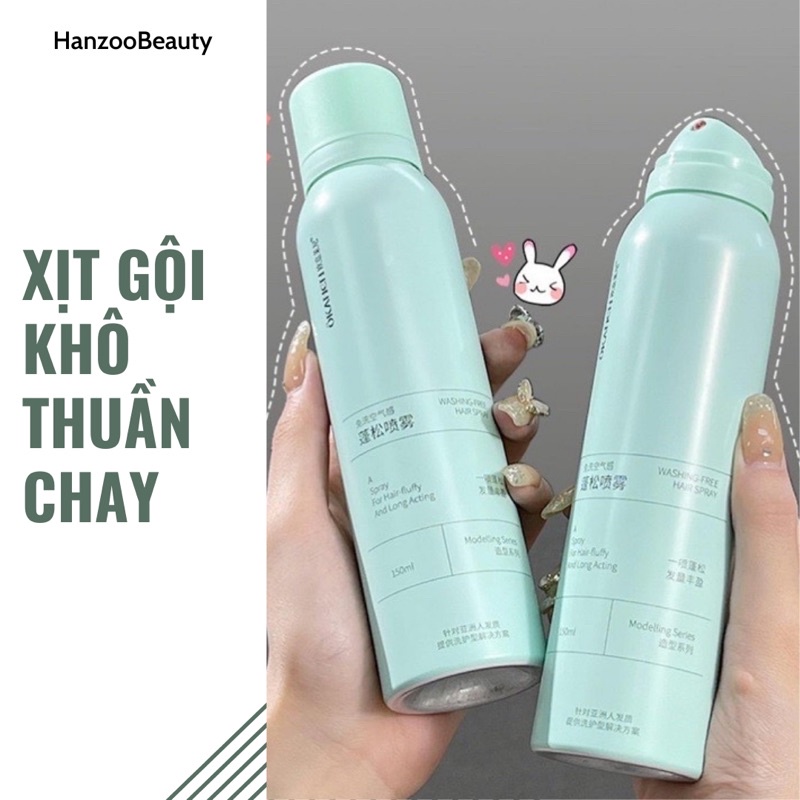 Xịt Gội Khô, Dầu Gội Khô Thuần Chay Tạo Phồng Tóc Bồng Bềnh Chống Bết 3 Tầng Thơm Mát