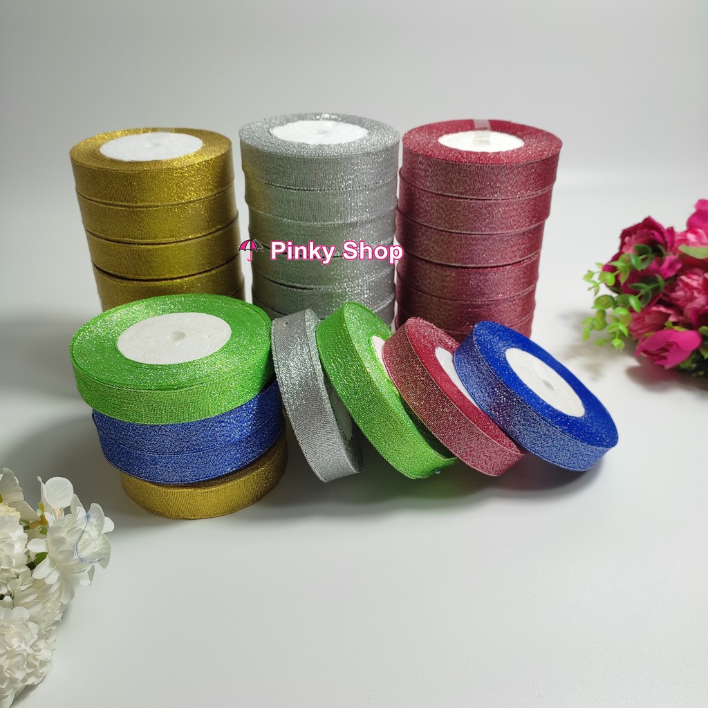 Ruy băng kim tuyến 0.5cm, 1cm, 2cm, 4cm, 5cm giá rẻ nhiều màu làm phụ kiện handmade Pinky Shop mã RBKT