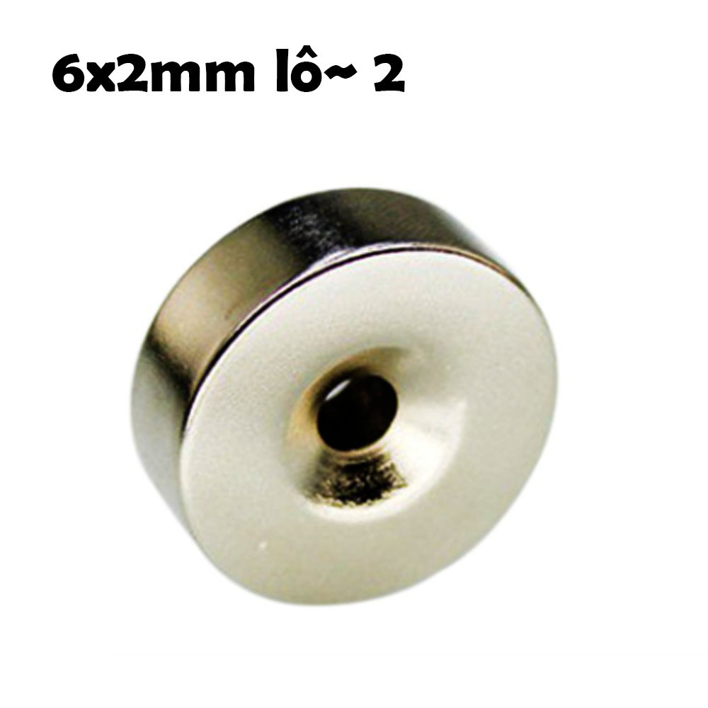 Nam châm đất hiếm 6x2mm có lỗ 2mm