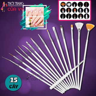 BỘ CỌ VẼ MÓNG NGHỆ THUẬT LÀM NAIL 15 CÂY CÁN TRẮNG