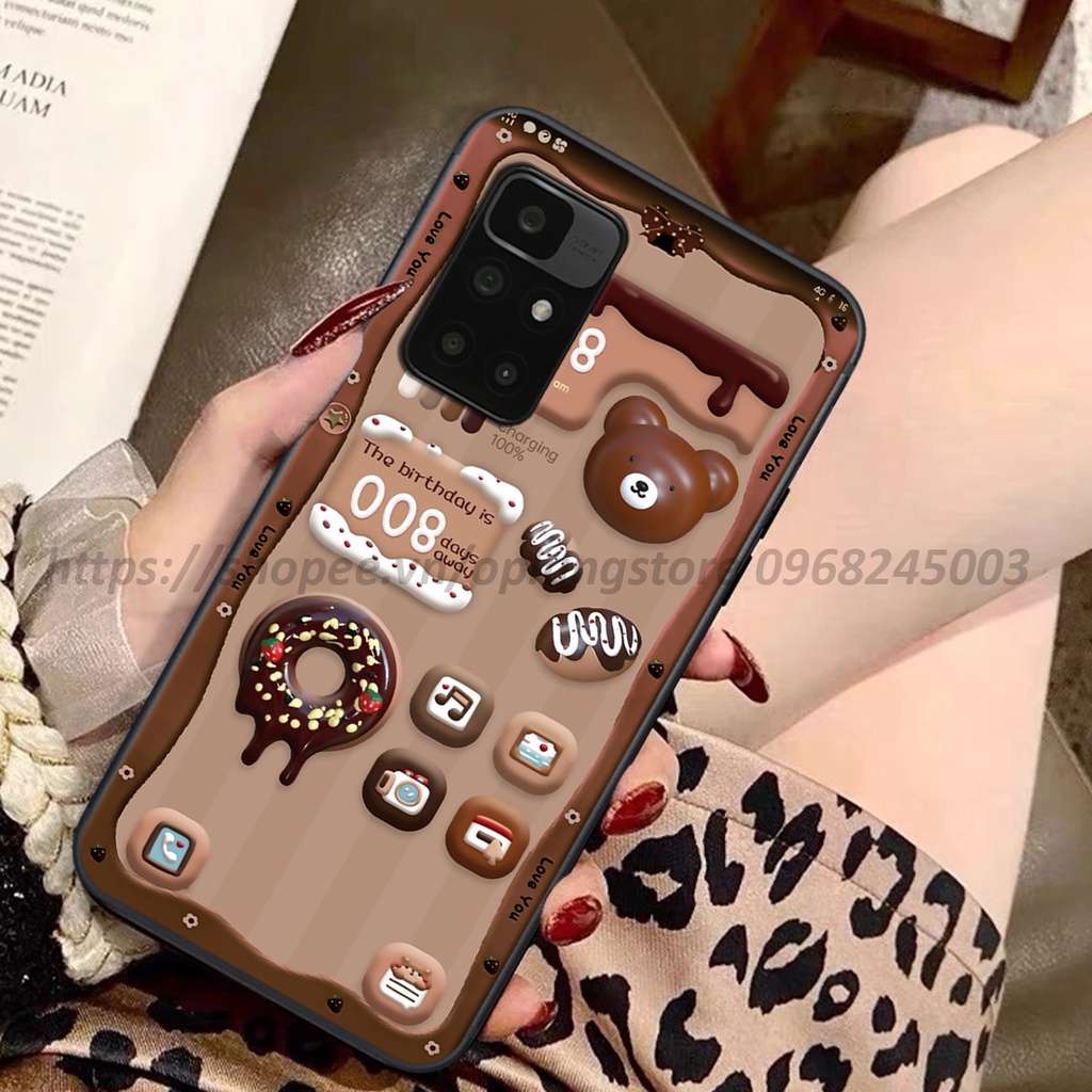 Ốp lưng Xiaomi Redmi 10 in hình 3D gấu,thỏ cute dễ thương