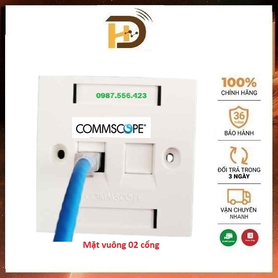Mặt ổ cắm mạng hình vuông 1 cổng Chính hãng AMP/Commscope