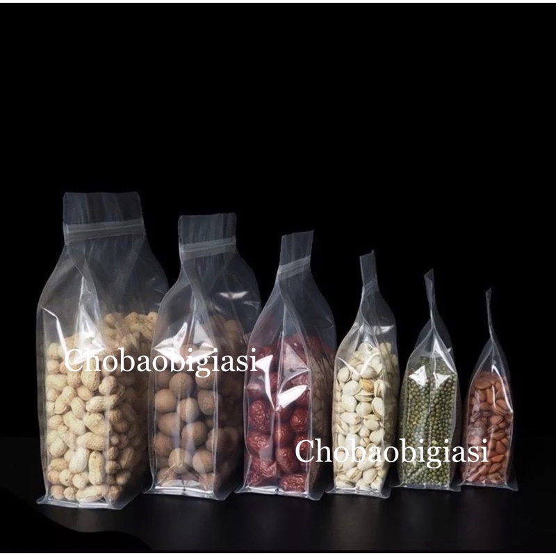 Túi zipper 8 cạnh TRONG đáy vuông sang trọng, hàng đẹp