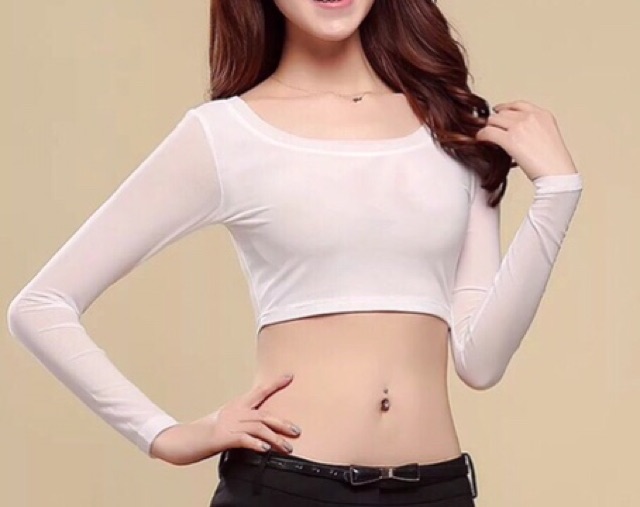 Áo lửng tay dài mặc trong áo váy sát nách