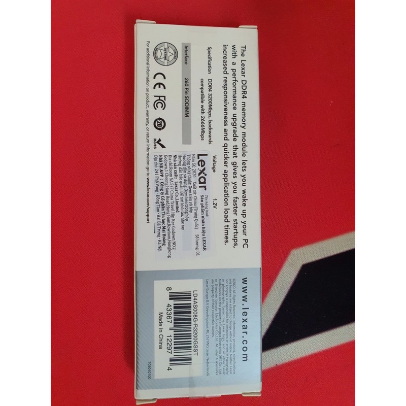 RAM Laptop Lexar 8GB (1x8GB) Bus 3200 DDR4 | BigBuy360 - bigbuy360.vn