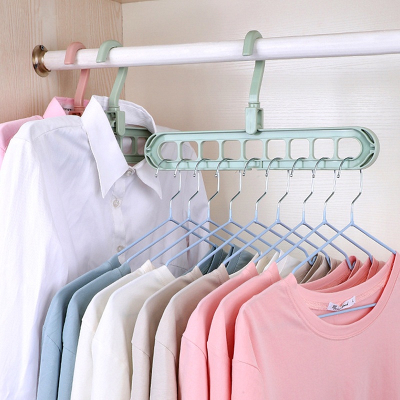Bộ 6 Móc Treo Quần Áo 9 Lỗ Tiết Kiệm Không Gian Tiện Dụng Cho Phòng Ngủ / Ký Túc Xá