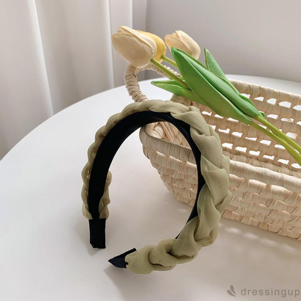 Băng đô cài tóc bản rộng màu trơn thắt nút thời trang dành cho nữ