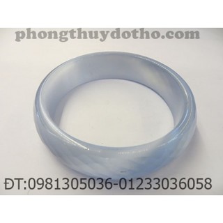 Vòng tay mắt mèo xanh da trời họa tiết mặt ngoài hình thoi bản rộng 1,8 cm; ĐK trong vòng 6,0 cm