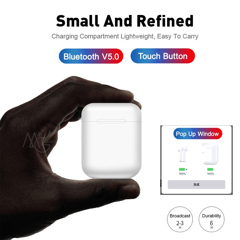 Tai nghe Bluetooth Vitog i12 không dây nút cảm ứng tích hợp micro tiện dụng | BigBuy360 - bigbuy360.vn