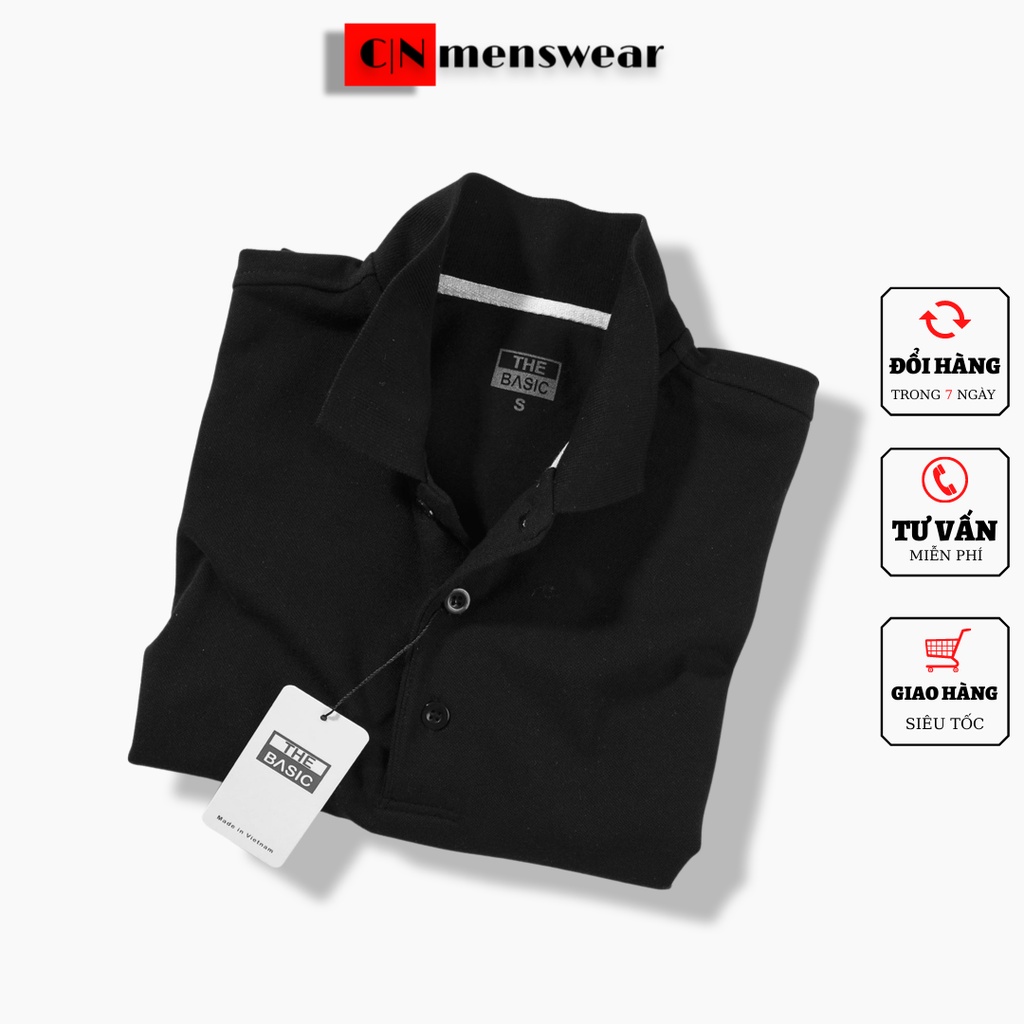 Áo phông polo nam form vừa VNXK cotton gai cá sấu