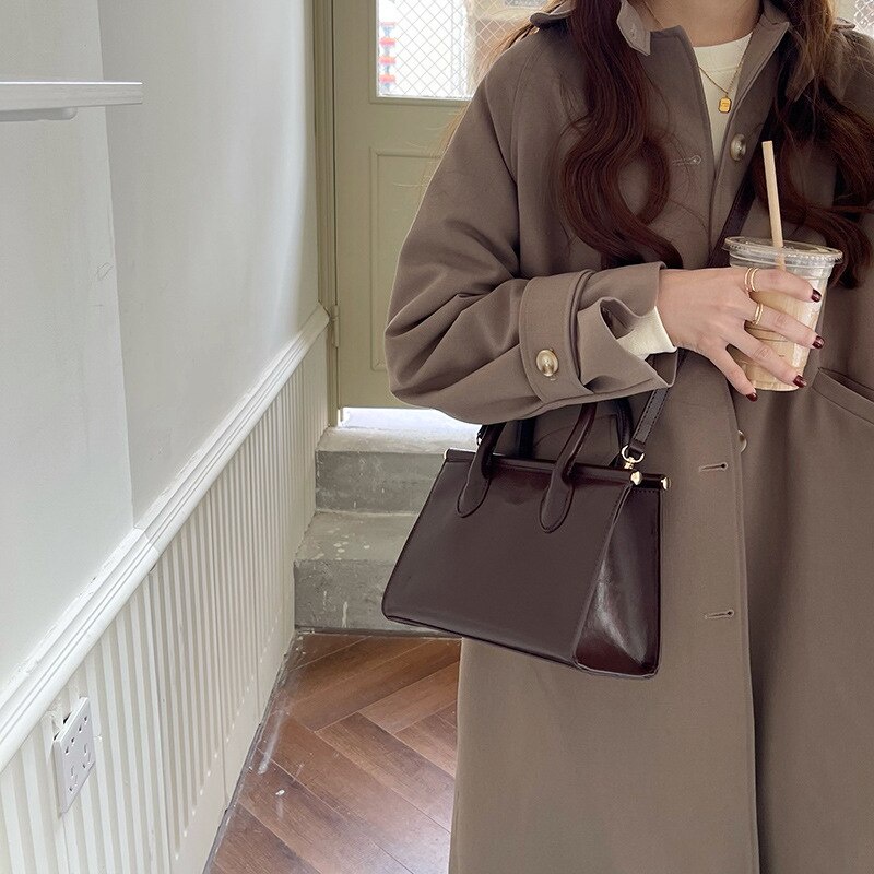 Túi đeo chéo JASMIN NOIR bằng da PU dáng vuông nhỏ đơn giản thời trang thanh lịch cho nữ