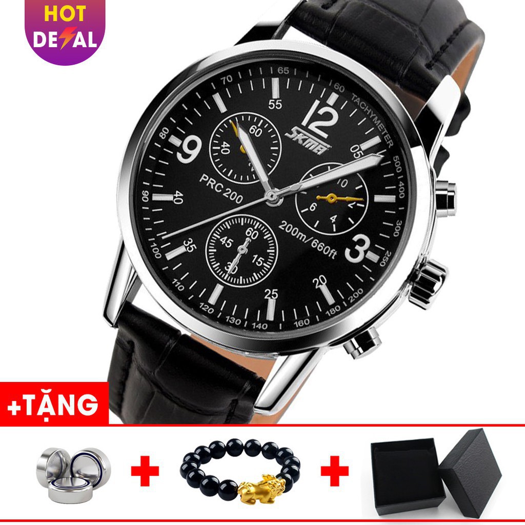 Đồng hồ nam dây da chống nước chống xước 6 kim sang trọng lịch sự SKMEI SK016 - Vemz Watches