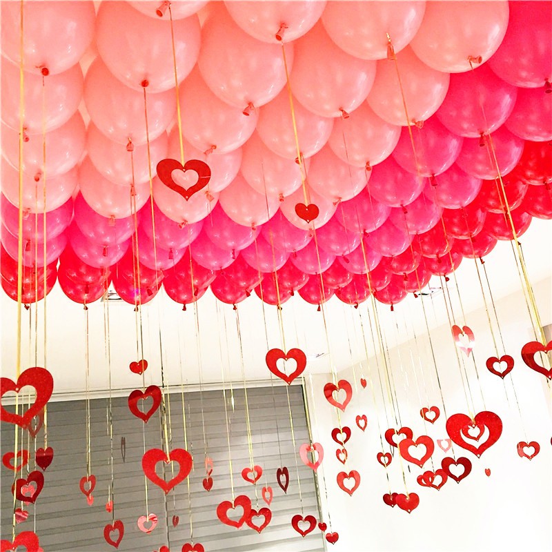 100 Dây tim buộc bóng bay lấp lánh trang trí sinh nhật phòng cưới