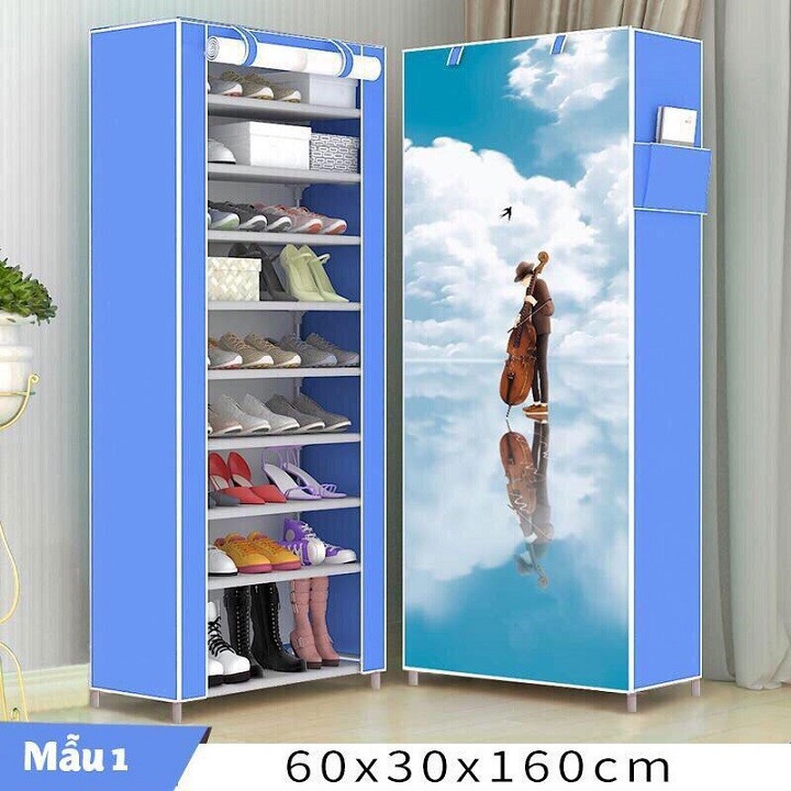 [Mã SR11JUNE5 giảm 20K đơn 50K] Tủ Vải Kệ Để Giầy Dép 3D 10 Tầng Khung Inox Kiểu Dáng Hiện Đại Sang Trọng - Dễ Nắp Đặt