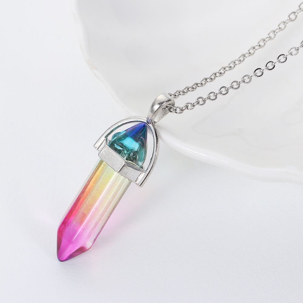 Vòng cổ mặt đá lục giác tự nhiên thời trang cho nữ