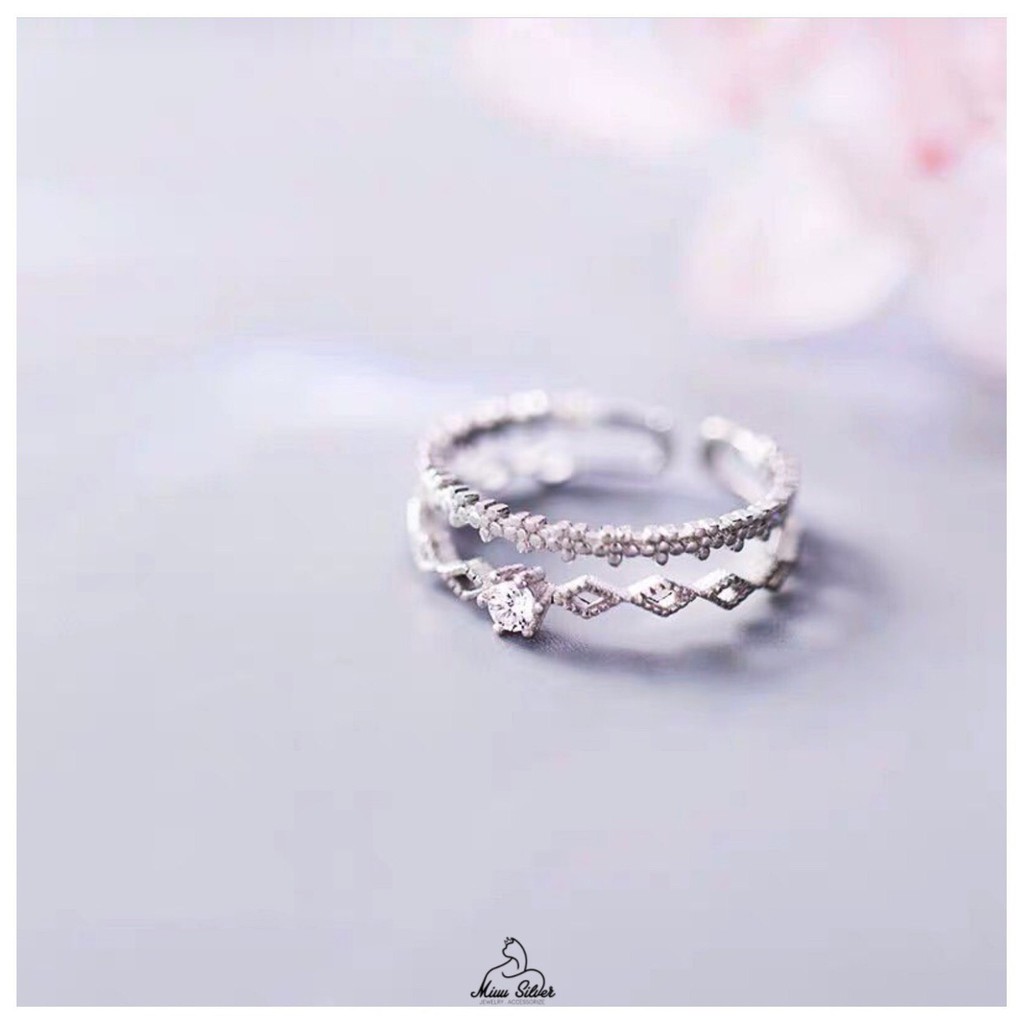 Nhẫn bạc Miuu Silver, nhẫn nữ đính đá layer Clara Ring