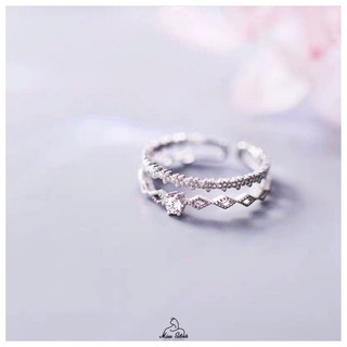 Nhẫn bạc nữ Miuu Silver đính đá layer Clara Ring