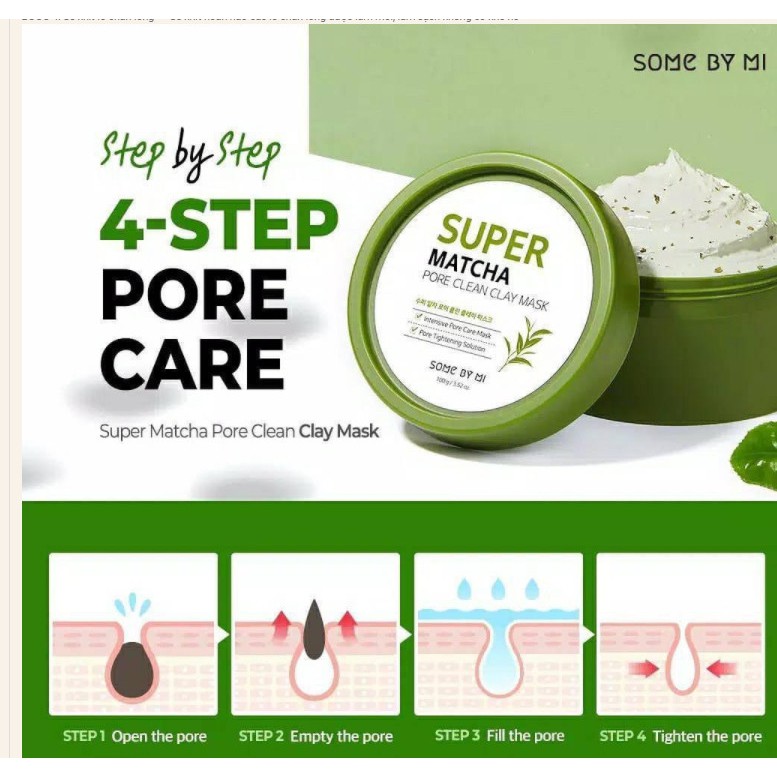 Mặt Nạ Đất Sét Trà Xanh Giúp Làm Sạch, Thu Nhỏ Lỗ Chân Lông Some By Mi Super Matcha Pore Clean Clay Mask 100g