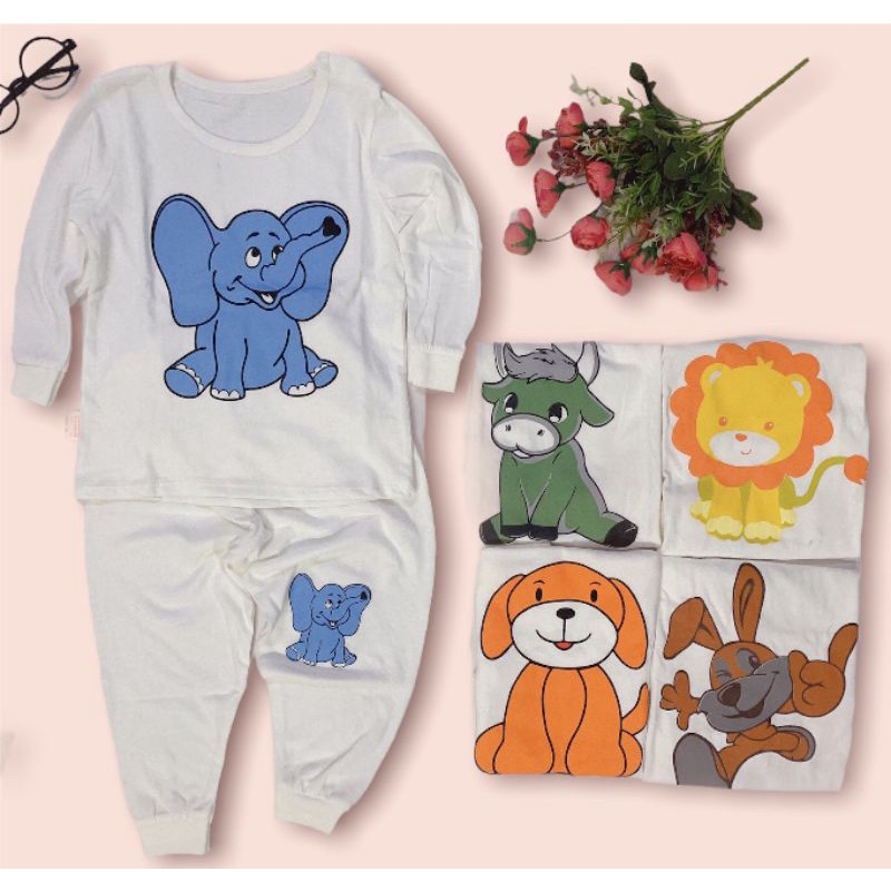 Combo 5 Bộ dài tay in hình thú đáng yêu cho bé bo008  _Lan Nhi